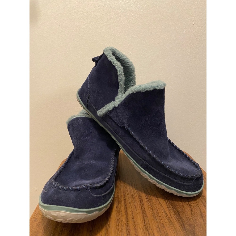 L.L. Bean Womens Sz 10M Mountain Slippers Mocs Blue Suede Fleece Lined